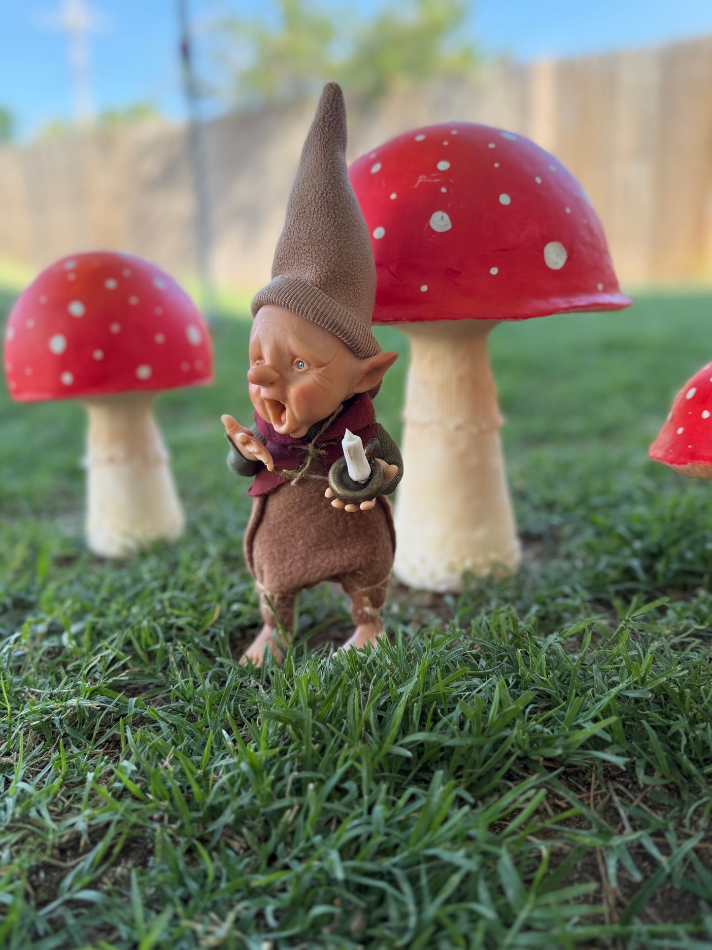 Duende de los sueños, duende bostezo, Duende artesanal articulado, figura de duende del bosque, muñeco artesanal coleccionable. Mide aproximadamente 25 cm.