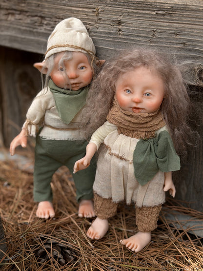 The Twin Forest Keepers, OOAK Handmade Elf Pair | One-of-a-Kind Forest Guardians