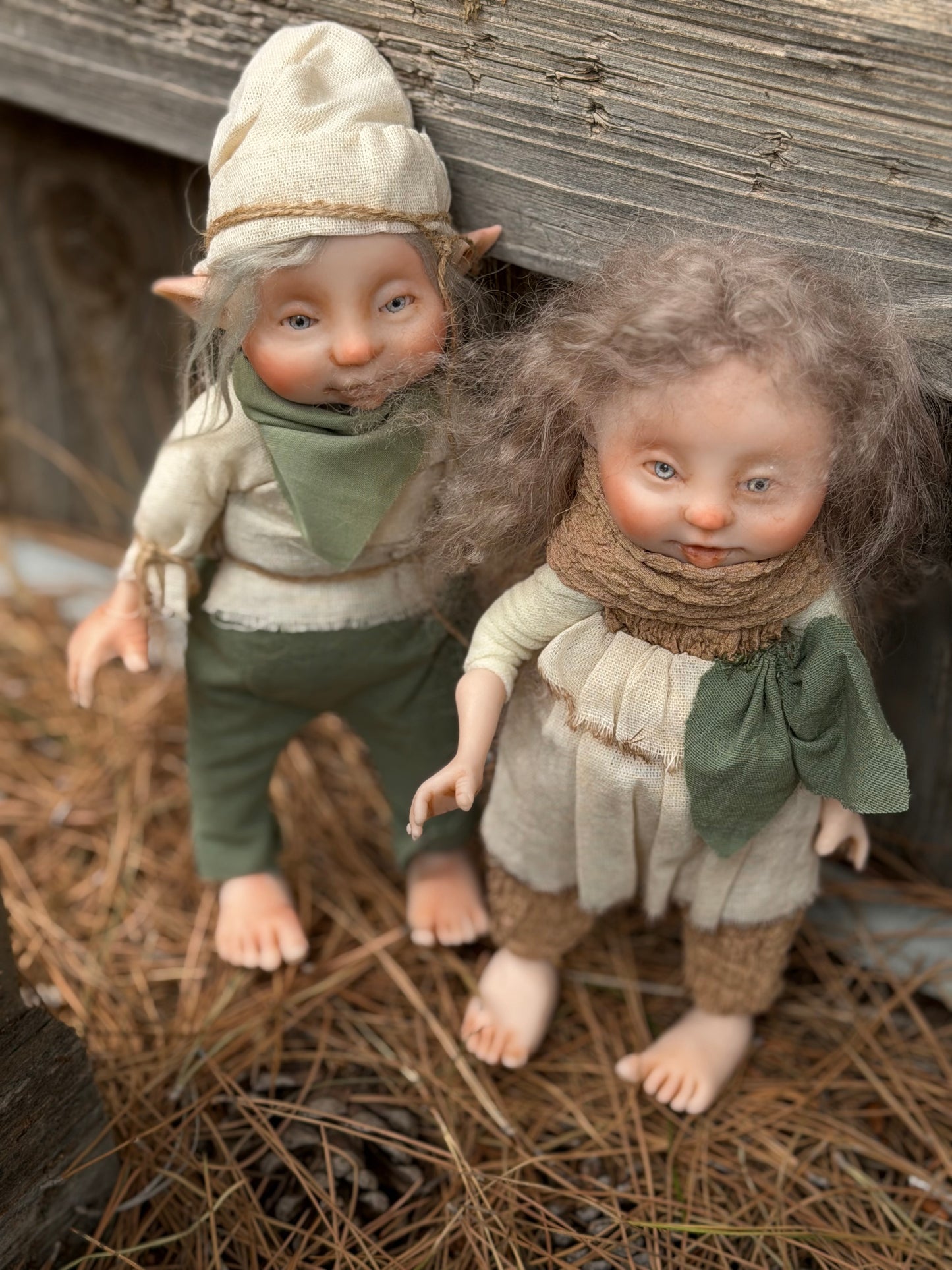 The Twin Forest Keepers, OOAK Handmade Elf Pair | One-of-a-Kind Forest Guardians