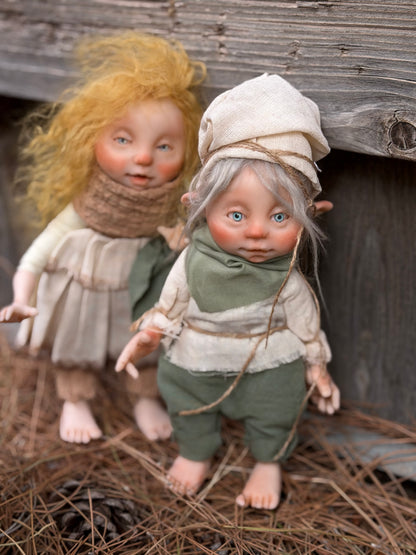 The Twin Forest Keepers, OOAK Handmade Elf Pair | One-of-a-Kind Forest Guardians