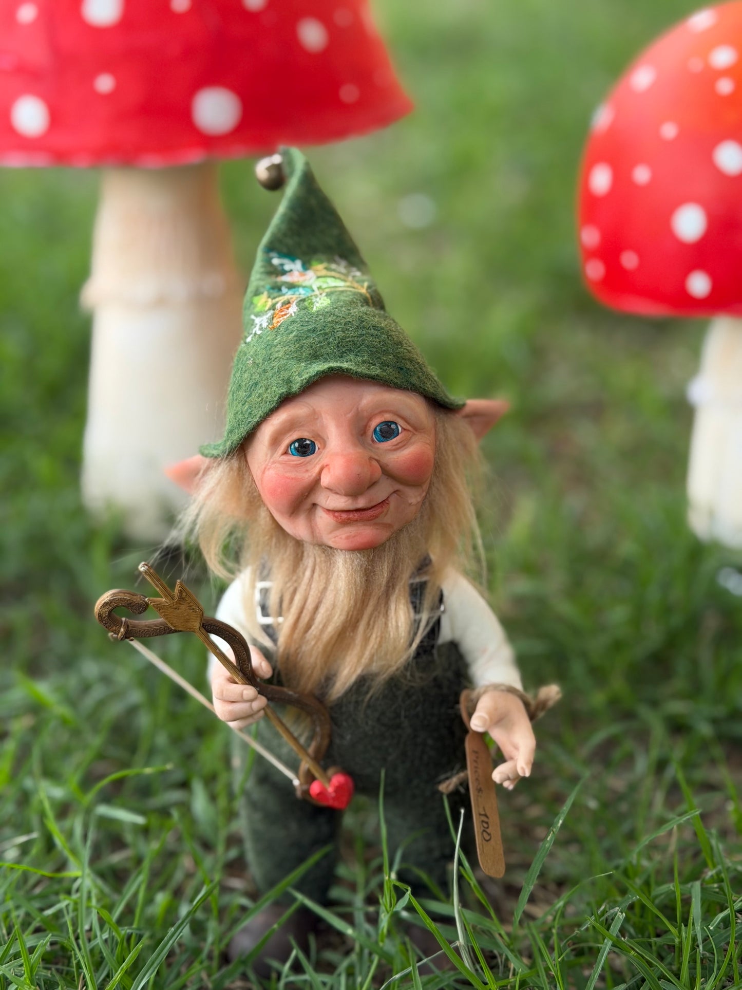 Duende cupido del bosque. Duende artesanal articulado, figura de duende del bosque, muñeco artesanal coleccionable. Mide aproximadamente 25 cm.