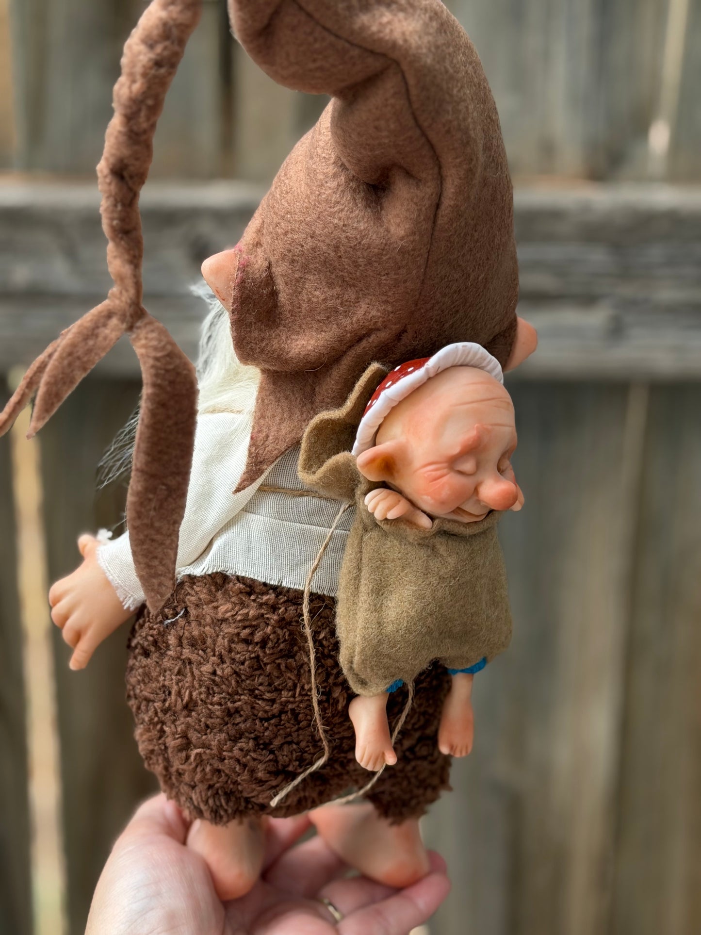 The Woodland Keepers – Keeper of New Beginnings | OOAK Handmade Forest Elf with Baby
