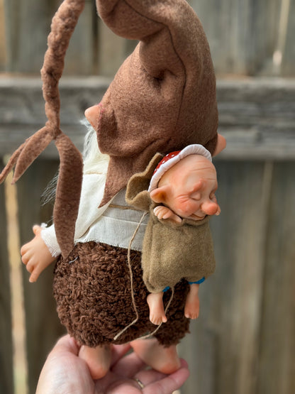 The Woodland Keepers – Keeper of New Beginnings | OOAK Handmade Forest Elf with Baby