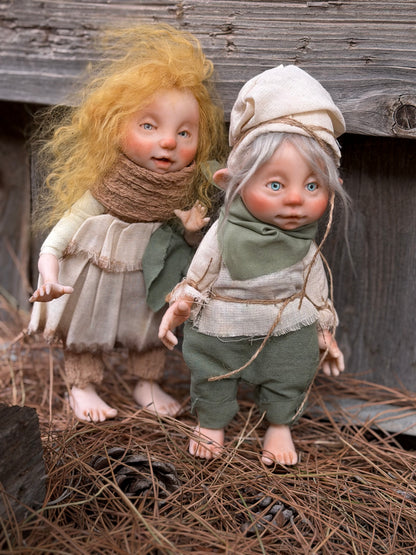 The Twin Forest Keepers, OOAK Handmade Elf Pair | One-of-a-Kind Forest Guardians