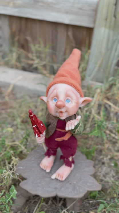 Duende artesanal articulado, figura de duende del bosque, muñeco artesanal coleccionable. Mide aproximadamente 25 cm. Modelo 6